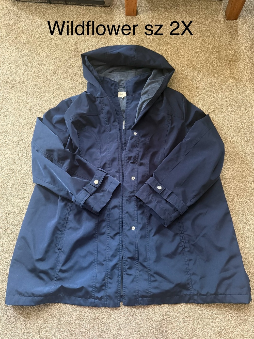 Wildflowers Navy Hooded Raincoat